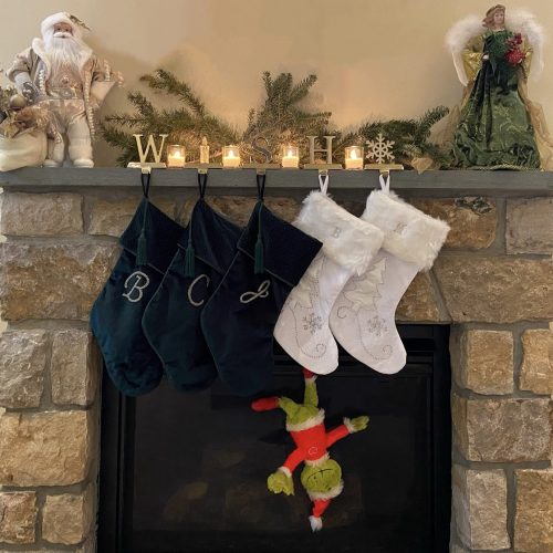 Grinch in fireplace